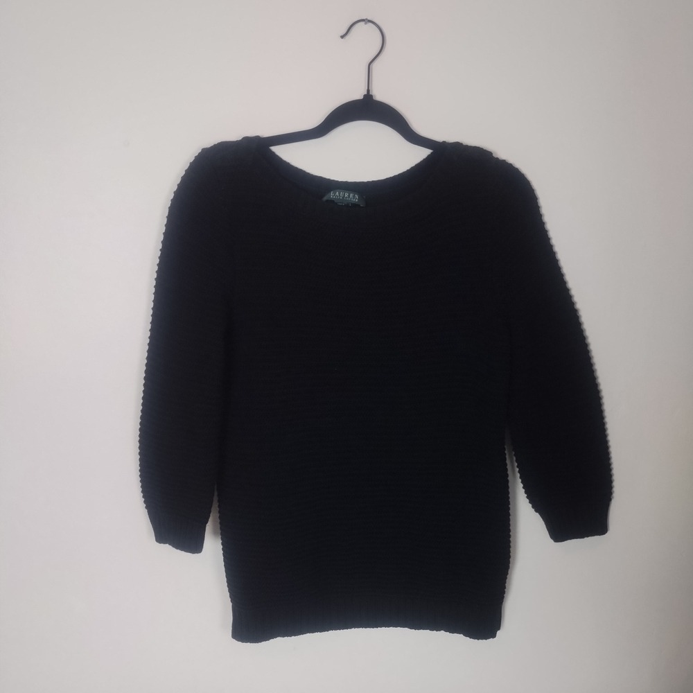 Vintage Lauren Ralph Lauren Cotton 3/4 Sleeve Sweater Large Minimalist Classy